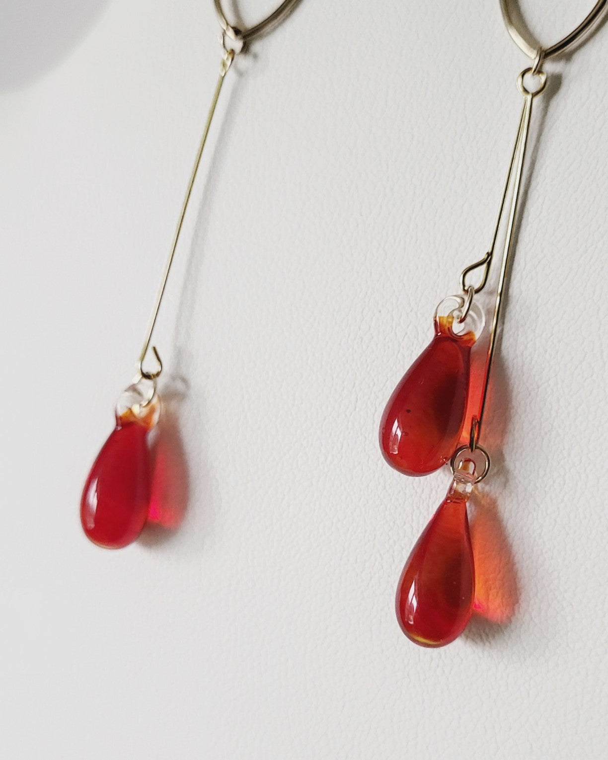 Crimson Droplet glass earrings