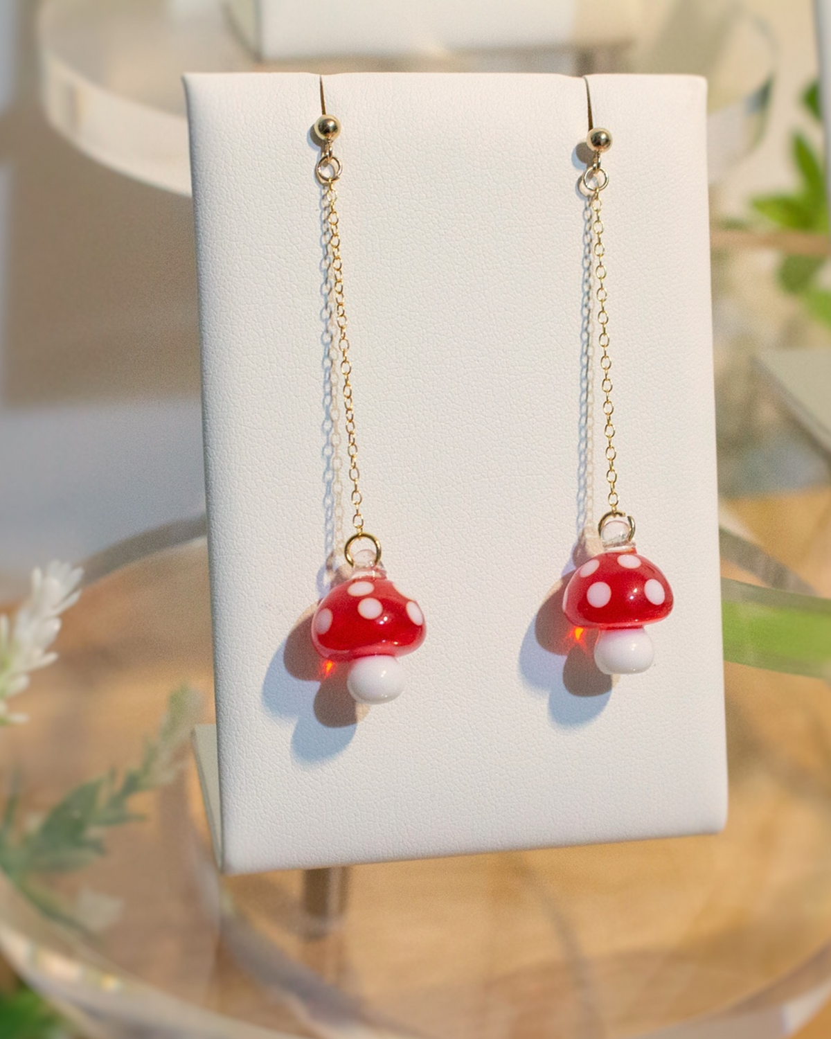 Mushroom glass earrings