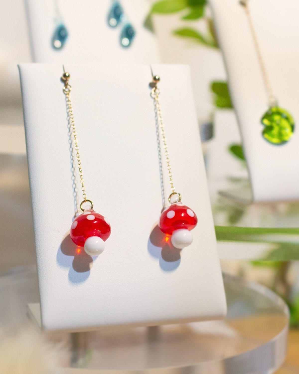 Mushroom glass earrings